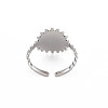 Non-Tarnish 304 Stainless Steel Flat Round with Initial Letter Open Cuff Ring for Men Women RJEW-S405-246P-F-2