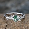 Oval & Leaf 925 Sterling Silver with Moss Agate Finger Rings FS-WGF1EFD-03-2