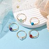 Round Natural & Synthetic Mixed Gemstone Bead Finger Rings RJEW-JR00725-2