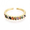 Brass Micro Pave Cubic Zirconia Cuff Rings for Women KK-T071-75G-2