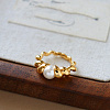 Twist Brass & Plastic Pearl Finger Rings WG278BB-01-5