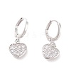 Brass Micro Pave Cubic Zirconia Dangle Hoop Earrings  EJEW-F233-04P-1