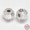 Fancy Cut Textured 925 Sterling Silver Round Beads STER-F012-14A-2