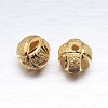 Real 18K Gold Plated Round Sterling Silver Textured Beads STER-M101-03-8mm-1