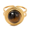 Round Natural Tiger Eye Finger Rings RJEW-Q822-33G-02-2