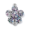 Rack Plating Brass Micro Pave Colorful Cubic Zirconia 5-Petal Flower Connector Charms KK-A234-068P-1