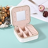 2-Tier Square Velvet Jewelry Storage Zipper Boxes with Mirror Inside PW-WG25899-02-1