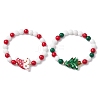 2Pcs Christmas Theme Natural Mashan Jade & Lawmwork Beads Stretch Bracelets for Women Men BJEW-JB11148-1