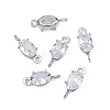 SHEGRACE Brass Pave Cubic Zirconia Oval Connector Charms XGRQ2O873-437A-P-2