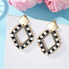 Rhombus Mixed Stone & Glass Seed Beads Dangle Stud Earrings EJEW-MZ00666-01-1