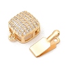 Brass Micro Pave Clear Cubic Zirconia Box Clasps KK-C080-10G-2