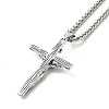 Alloy Crucifix Cross Pandant Necklace with Wheat Chains NJEW-K245-002P-3