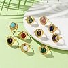 Oval Natural & Synthetic Gemstone Finger Rings RJEW-Q004-01G-1