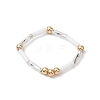 Glass Bugle & Brass Beads Stretch Rings for Women RJEW-JR00692-1