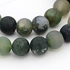 Frosted Round Natural Moss Agate Beads Strands G-J338-04-8mm-1