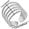 Hollow 304 Stainless Steel Multilayer Open Cuff Ring for Unisex GY6804-1-1