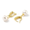 Plastic Pearl Dangle Hoop Earrings with Clear Cubic Zirconia EJEW-A070-05G-2