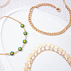 Alloy Green Enamel Flower Tassel 3 Layer Anklets for Women FS-WG5D6F4-01-5