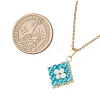 Natural Rainbow Moonstone and Handmade Glass Beaded Rhombus Pendant 304 Stainless Steel Cable Chain Necklaces NJEW-MZ00124-03-3