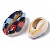Printed Natural Cowrie Shell Beads X-SSHEL-R047-01-E01-3
