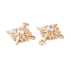 Brass Micro Pave Clear Cubic Zirconia Charms KK-G418-09G-3
