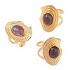 Oval Natural Amethyst Finger Rings RJEW-Z057-14G-03-4