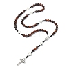 Wood Rosary Bead Necklaces NJEW-TA00081-2
