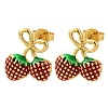 Brass Enamel Stud Earrings EJEW-D322-06G-01-4