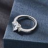 Brass Micro Pave Cubic Zirconia Cuff Open Rings CU-CBA5C10-09P-1
