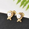 304 Stainless Steel Imitation Pearl Stud Earrings STAS-E502-03G-2