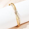201 Stainless Steel with Rhinestone Bangles for Women BJEW-B138-03G-1