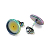 Flat Round 304 Stainless Steel Stud Earring Settings Ion Plating(IP) STAS-I323-18mm-RC-2