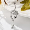 Alloy Rhinestone Snake Curved Barbell Belly Rings LS-AJEW-R007-03P-02-2