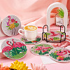 DIY Flamingo Theme Diamond Painting Acrylic Cup Mat Kits DIY-TAC0023-29-20