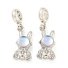 Rack Plating Alloy Pave Crystal Rhinestone Rabbit European Dangle Charms FIND-B034-06P-1