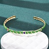 304 Stainless Steel Enamel Cuff Bangles for Women BJEW-H637-02A-G-2