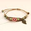 Adjustable Handmade Porcelain Flower Beads Braided Beads Bracelets WGFB2A7-03-1
