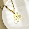 304 Stainless Steel Bicycle Riding Pendant Box Chain Necklaces NJEW-H055-01G-2