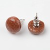 Half Round Dome Synthetic Goldstone Stud Earrings EJEW-L171-11-1
