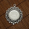 25mm Clear Domed Glass Cabochon Cover and Alloy Flower Blank Settings for DIY Portrait Pendant Making DIY-X0141-AS-NR-2