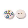 Painted 2-hole Sewing Button with Lovely Broken Flowers NNA0YW3-2