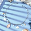 Natural Cultured Freshwater Pearl & Spiral Shell Bib Pendants NJEW-TA00181-1