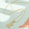 Brass Micro Pave Clear Cubic Zirconia Pendant Necklaces for Women NJEW-M084-02G-01-1