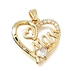 Brass Micro Pave Clear Cubic Zirconia Pendants KK-C263-24A-G-1
