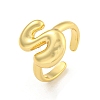 Brass Letter Open Cuff Rings for Women RJEW-G313-01S-G-1