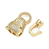 Brass Micro Pave Cubic Zirconia Fold Over Clasps ZIRC-L062-K01-G-1-3