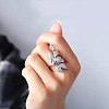Brass Micro Pave Clear Cubic Zirconia Finger Rings FS-WG77E03-01-2