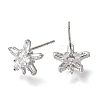 Brass Pave Cubic Zirconia Stud Earring Findings CU-CBAE189-04P-2