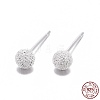 Textured 925 Sterling Silver Ball Stud Earrings X-EJEW-L202-004A-1