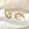 Brass Clear Cubic Zirconia Hoop Earrings EJEW-Q014-29G-3